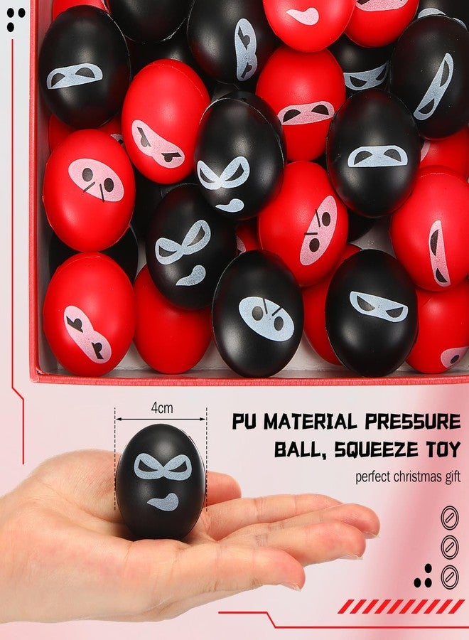 جيريفي مجموعة جيريفي المكونة من 40 كرة نينجا، كرات لتخفيف التوتر، كرات حسية من إسفنج البولي يوريثان، كرات مطاطية قابلة للضغط، مثالية كهدية في حفلات أعياد الميلاد والكريسماس، بأربعة تعابير وجه. - Image 3